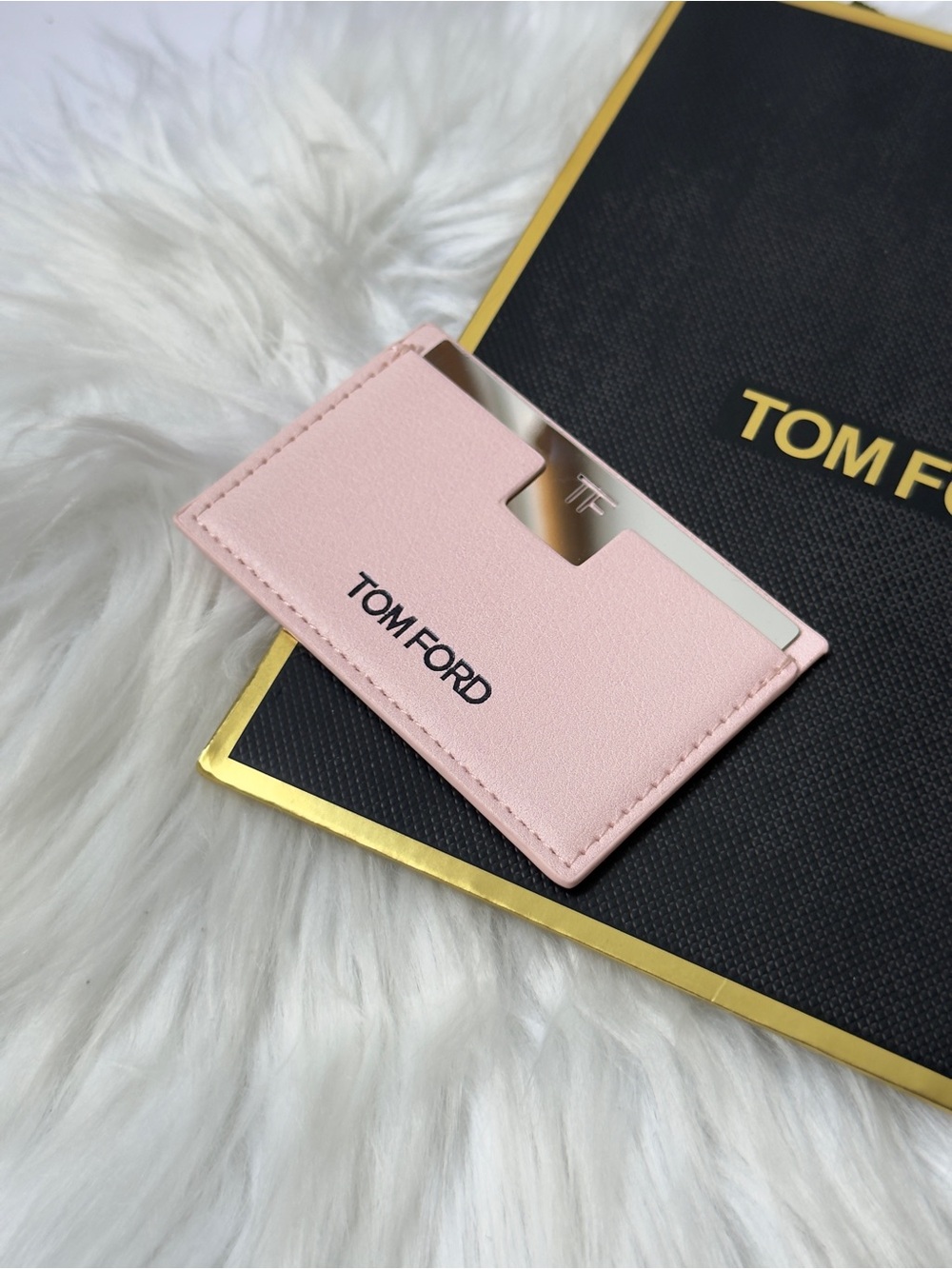 Tom Ford Blush Pink Mirror Card Holder New